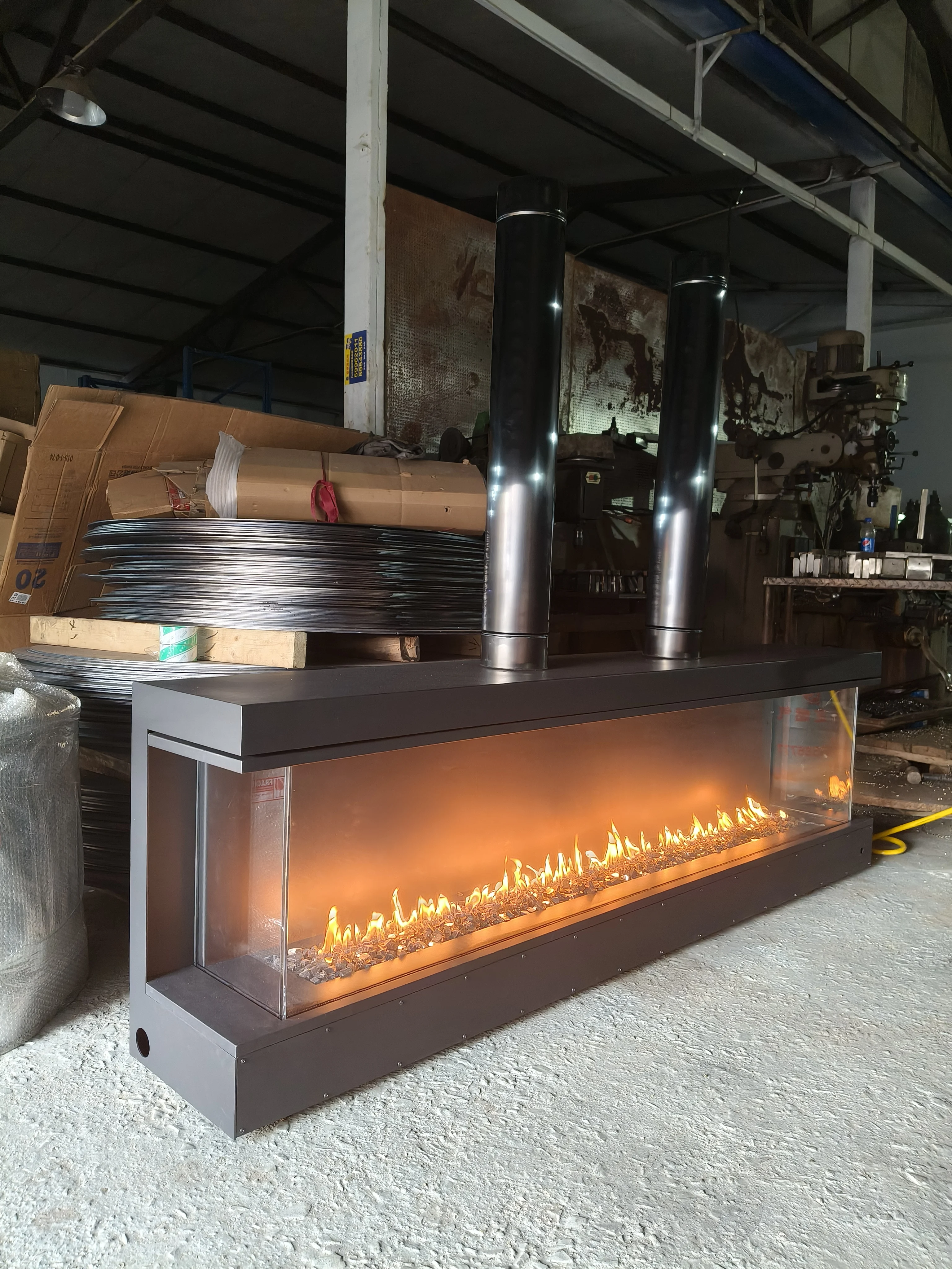 Customized Smart Gas Fireplace With or without Remote Control and LED Lighting size 48-80 inches can add fan Gas fuel Fireplace