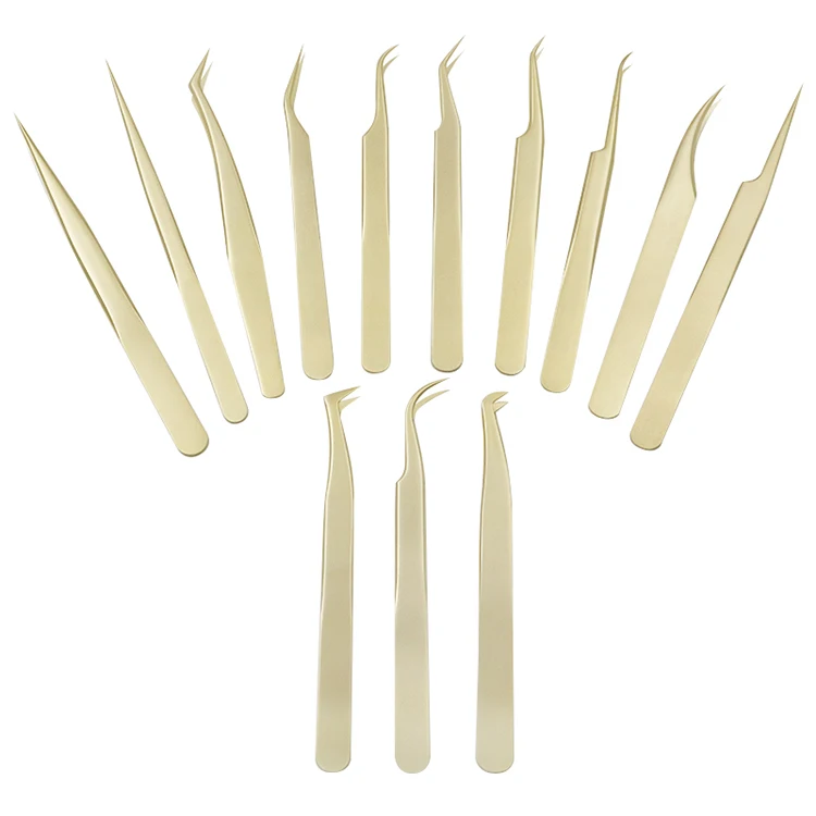 Wholesale OEM Newest High Quality Standard Stainless Steel Pearl Gold Eyelash Extension Tweezers