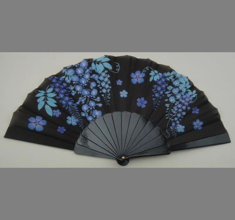 23cm cotton fabric fan with plastic handle
