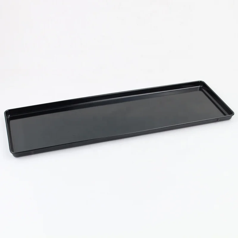 Wholesale rectangular fancy bamboo fiber non-slip melamine serving food tray with handles