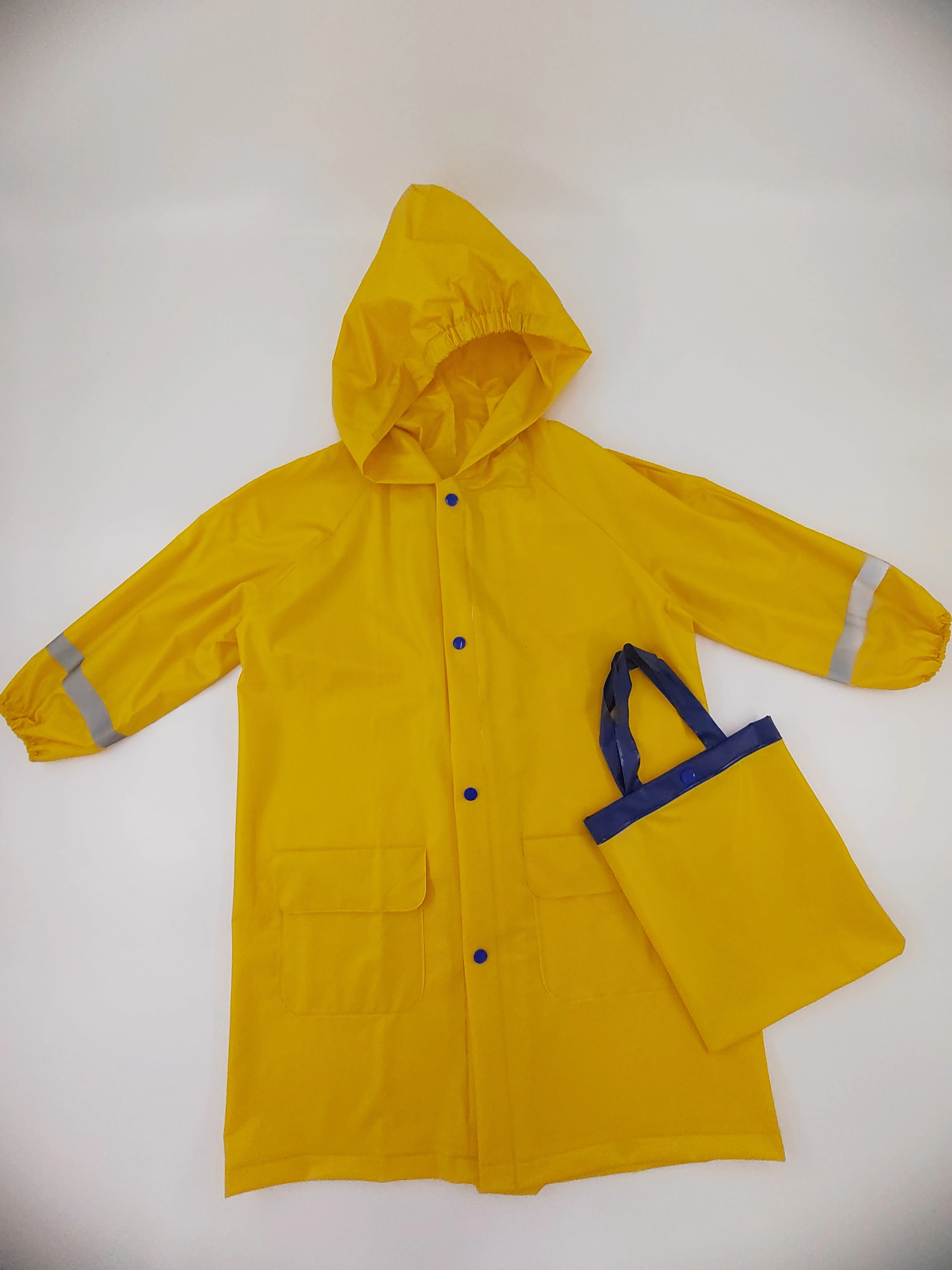 Wholesale high quality reflective strip PVC rain coat for kids waterproof School Outdoor Camping rain coat