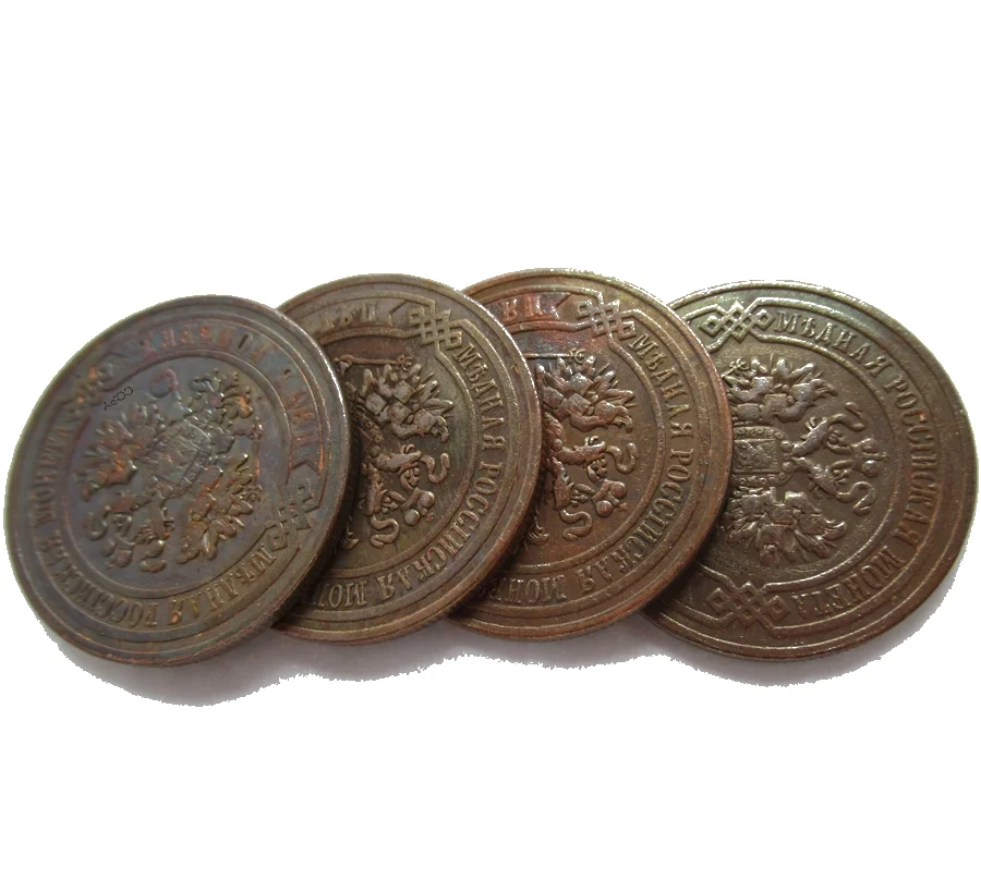 RUSSIA Nicholas II 5 KOPECKS 4PCS (1911 1912 1916 1917) Copper Reproduction Antique Custom Coins