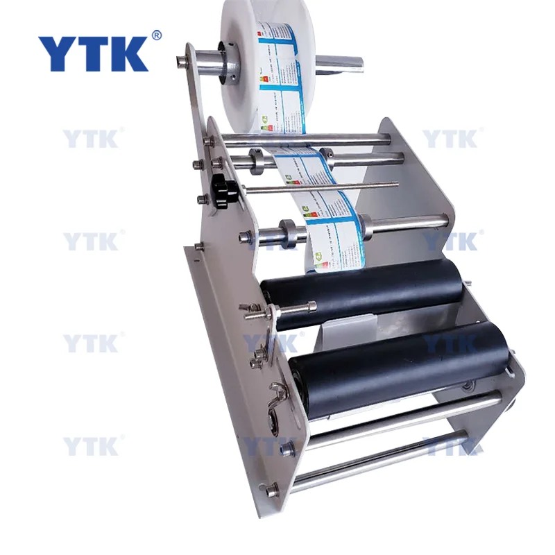 YTK-L100 Manual Pet Glass Cosmetics Round Plastic Water Bottle Wine Tin Cans Label Applicator Labeling Machine