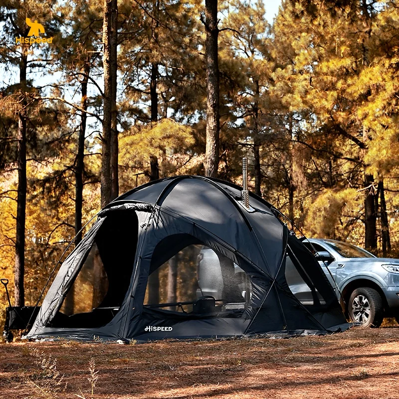 HISPEED Black Dome Tent Glamping 10 Person PU3000mm Camping Outdoor Winter Tent with Chimney