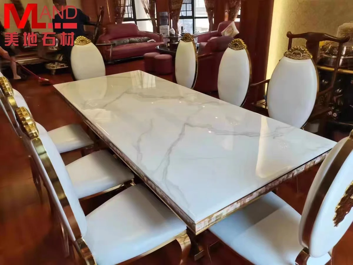 Studio direct sales natural luxury stone dining table conference table high-end marble long table