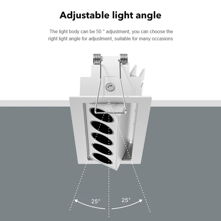Indoor Office Small 15w 25w Aluminum Embedded Adjustable Linear Led Grille Lamp