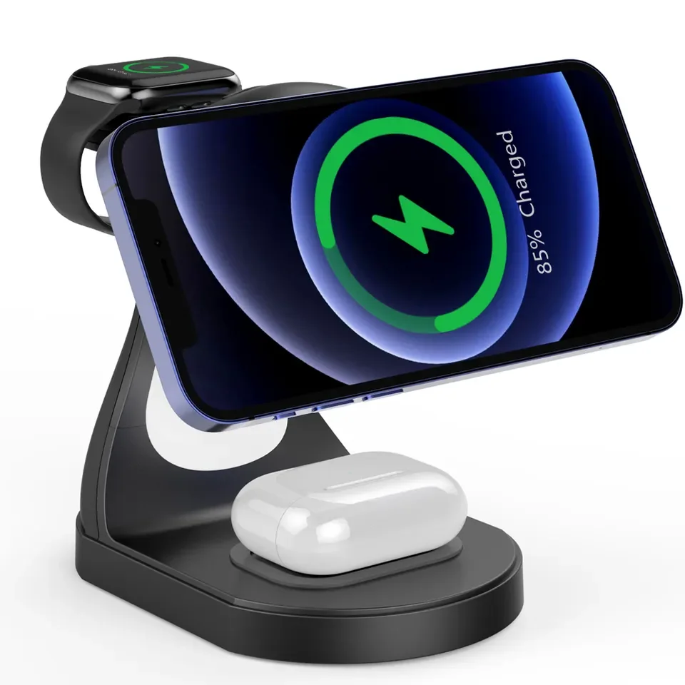 Newest Trending 4 in 1 Dolphin Phone Holder Wireless Charger Mini Magnetic Dock Lamp Charger With Type-C For iphone For Watch