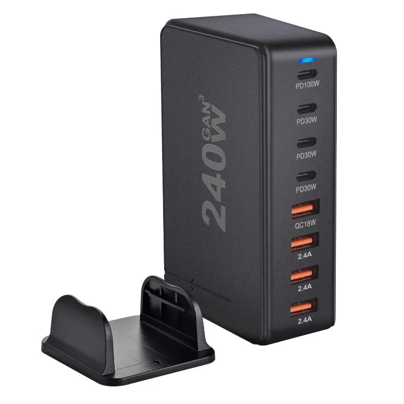 8 Port USB  GaN 240W Fast Desk Charger with  Quick Charger Docking Station