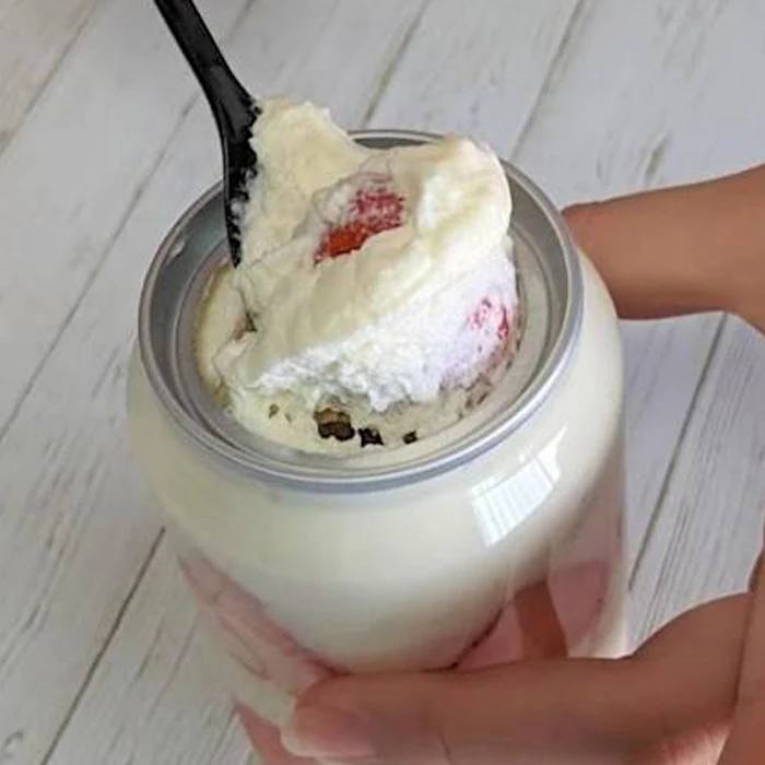 56mm 202 Big Opening Pull Aluminum Can Lid 250ml 330ml Dessert Pastry Ice Cream Jams Cake PET Plastic Can With Logo Custom