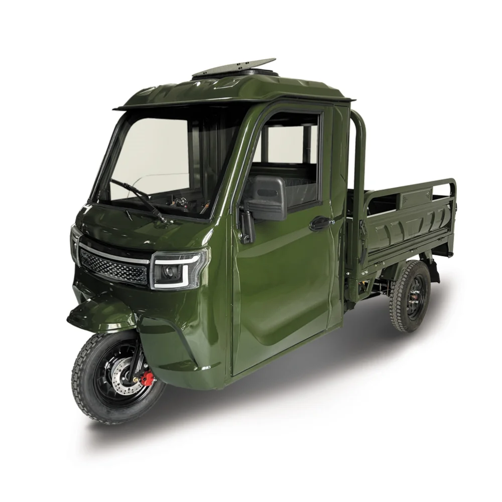 3000W Powerful Tempered Glass Semi-enclosed Cargo Trike Electric Tricycle for Sale
