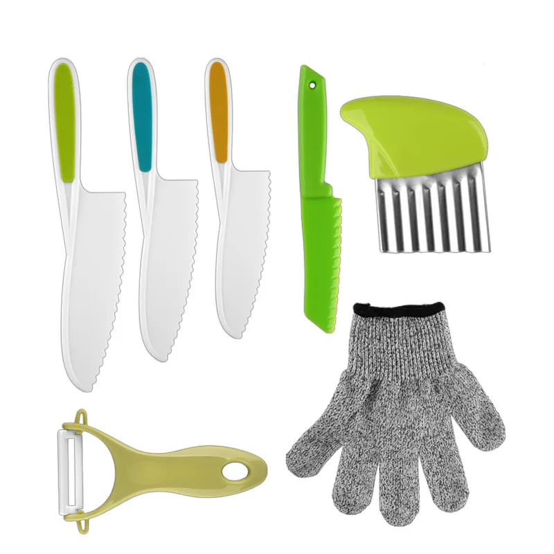 Детские безопасные кухонные ножи набор кухонных ножей с морщинистым резаком пластиковый нож для малышей зазубренными