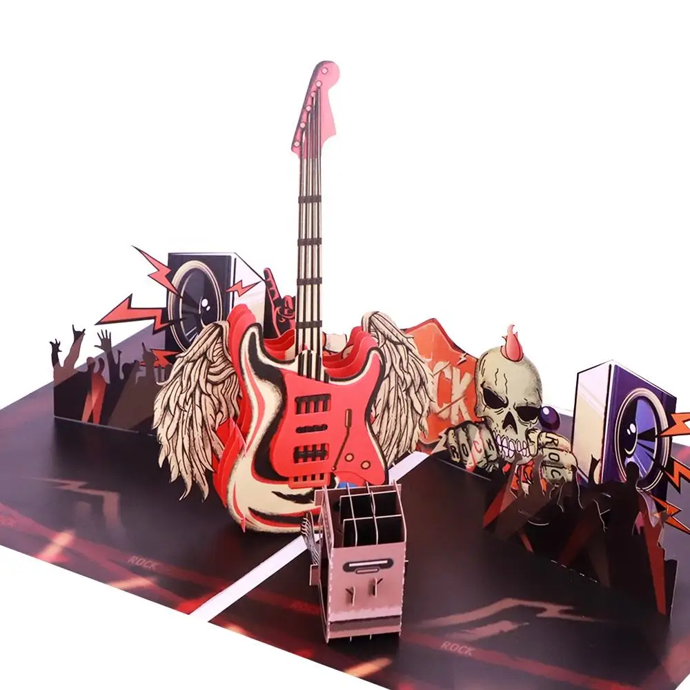 Winpsheng рок-стиль лазерная резка 3d музыка всплывающая рок-гитара 3d всплывающие открытки ко дню рождения