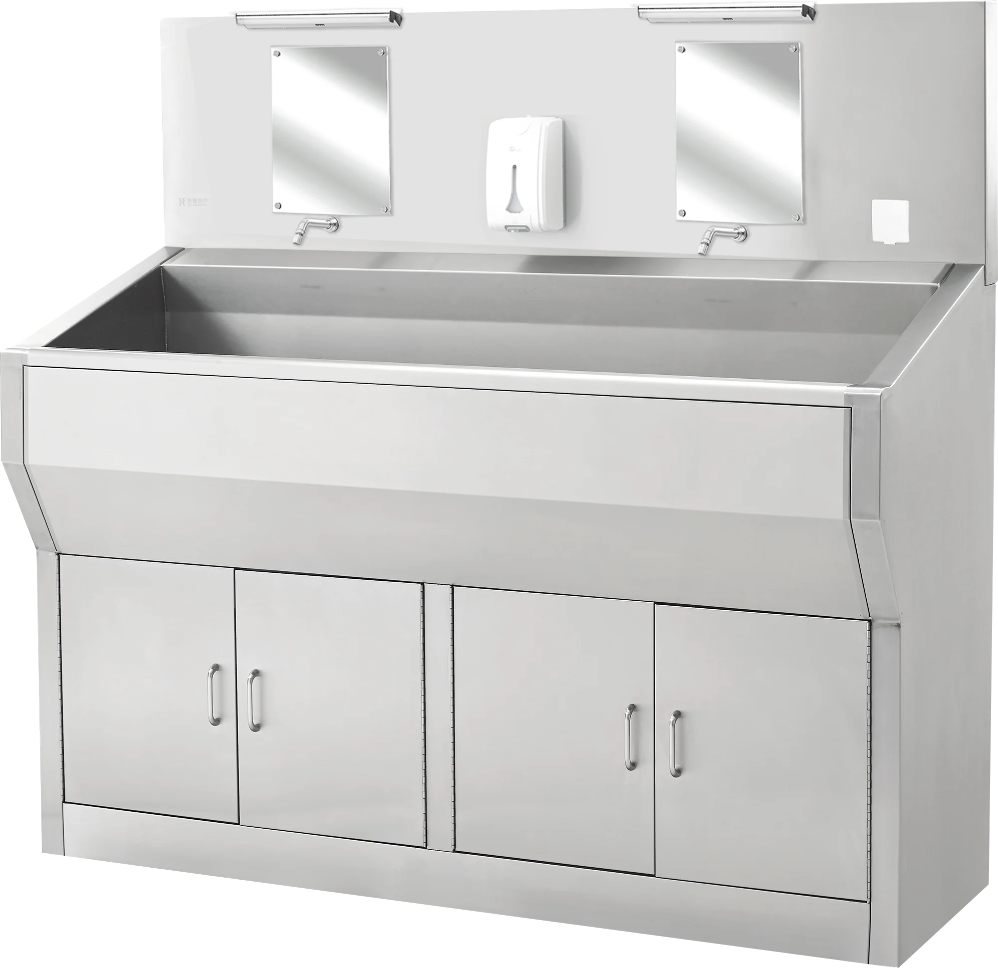 HH/XSC-179-A Spacious Steel/Stainless Steel Surgical Double Bowl Scrub Sink Station for Hospitals with Mirror