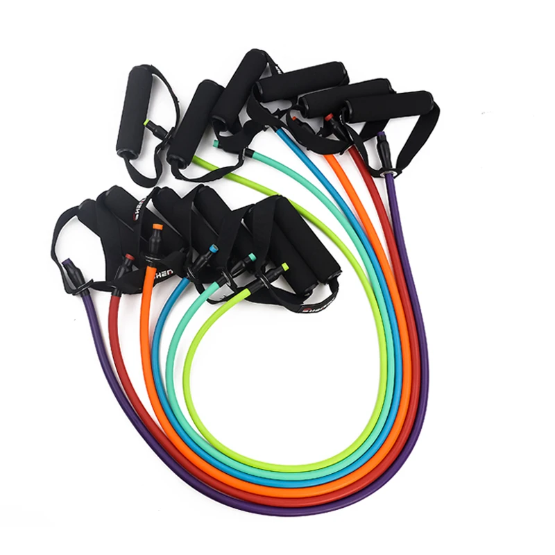 Indoor Sports Strength Training Elastic exercise Latex Pull Rope elastic Resistance tubes With Handles Door Anchor