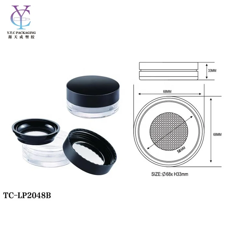 Custom Round Makeup Container Plastic Empty Loose Powder Jar With Sifter