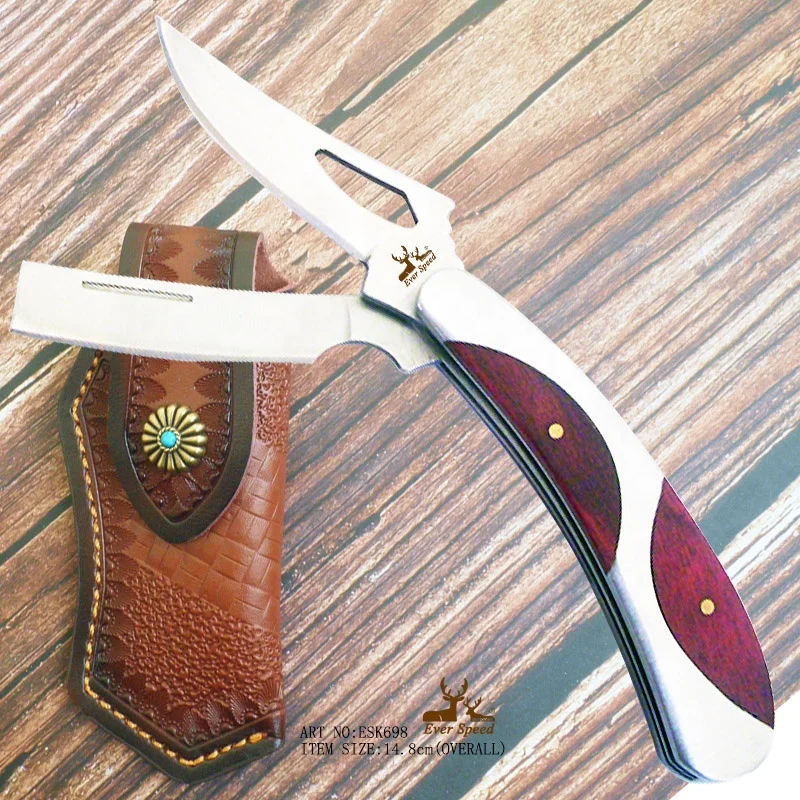 Stainless blade camping Rosewood handle pocket folding tactical knife survival