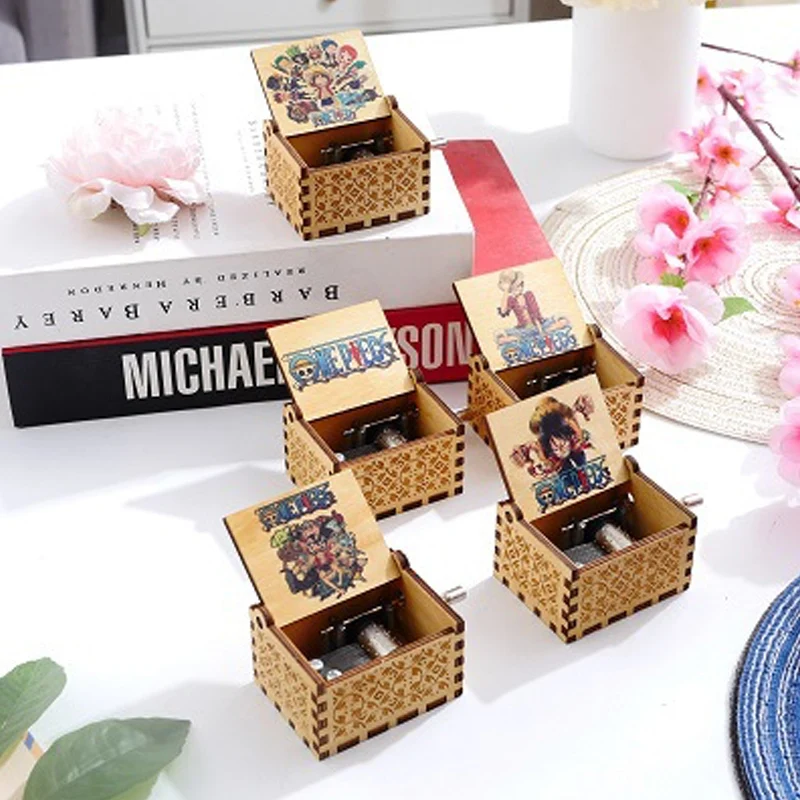 Portable Custom Wooden Hand Crank Engraved Vintage Music Box