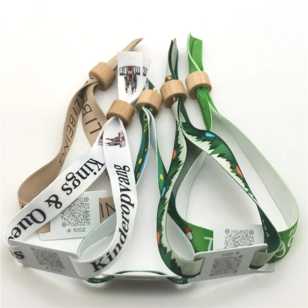 Custom Event Textile Polyester Fabric One Side Printed Wristband with Slide Lock and Non-RFID Tag