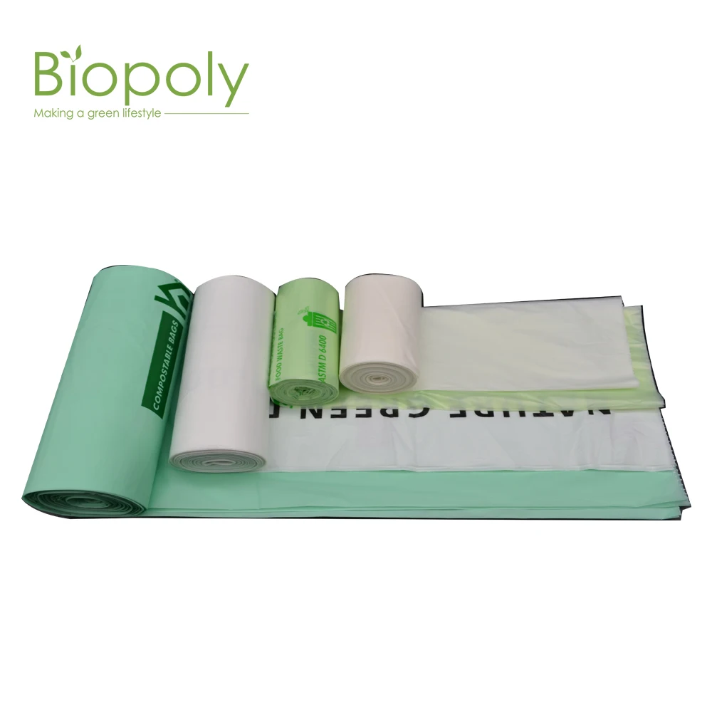 Eco-friendly biodegradable compostable customized size plastic pla+pbat garbage bag with logo customized