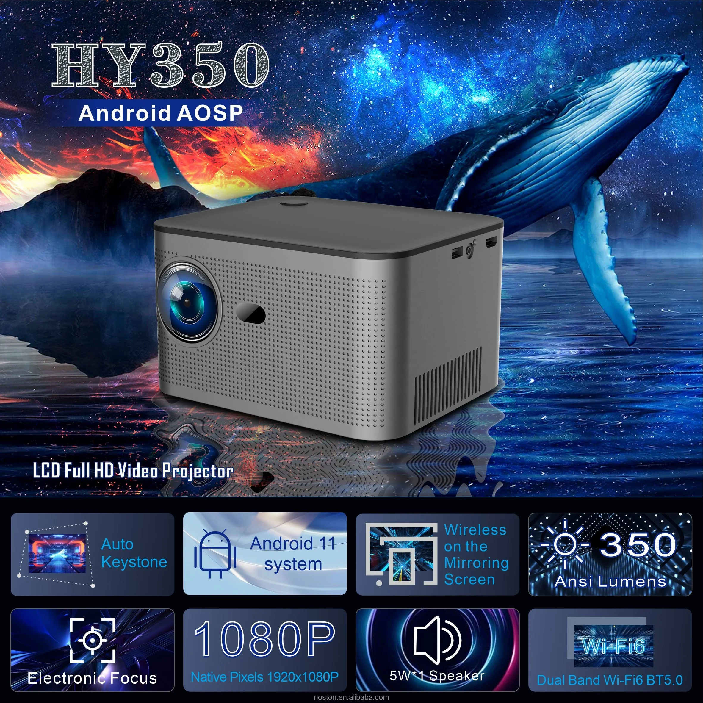 2024 new style Home projector Theater used home theater business  mobile phone with 8000 Lumens High Brightness LED Speaker