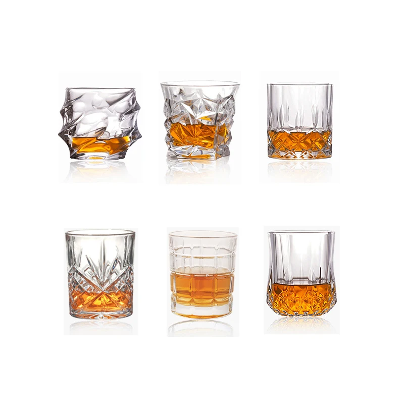 Wholesale 300ml Crystal Square Whiskey Glassware Custom Logo Bar Drinking Vodka Short Cups Cheap Wine and Whisky Glasses