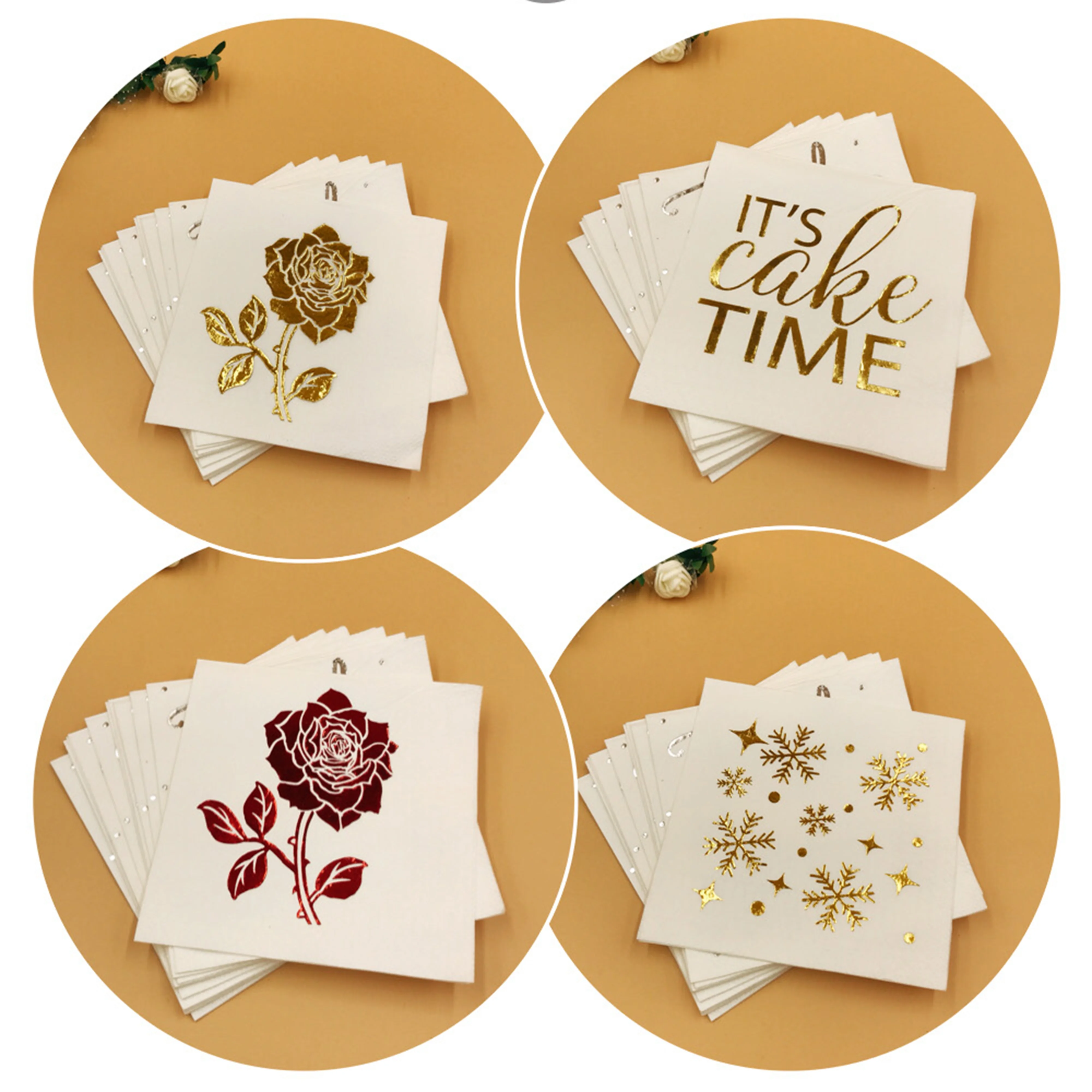 Reliable Quality Custom Gold Foil Hot Stamping Paper Napkins Wholesale