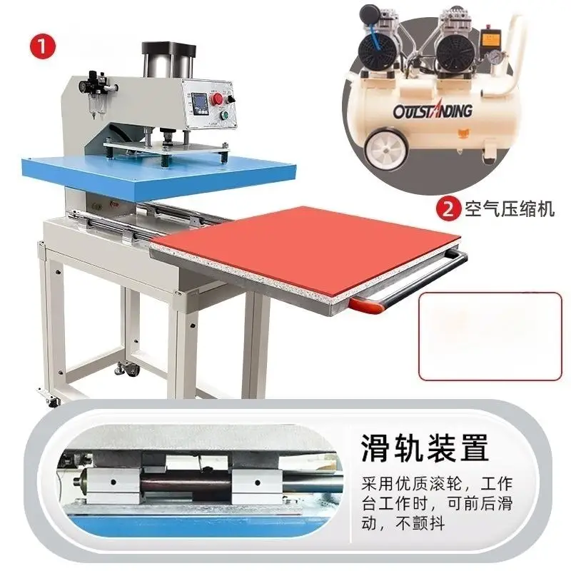 Pneumatic Heat Press Clothes Flatbed Single Station Dye Sublimation Heat Press Machine