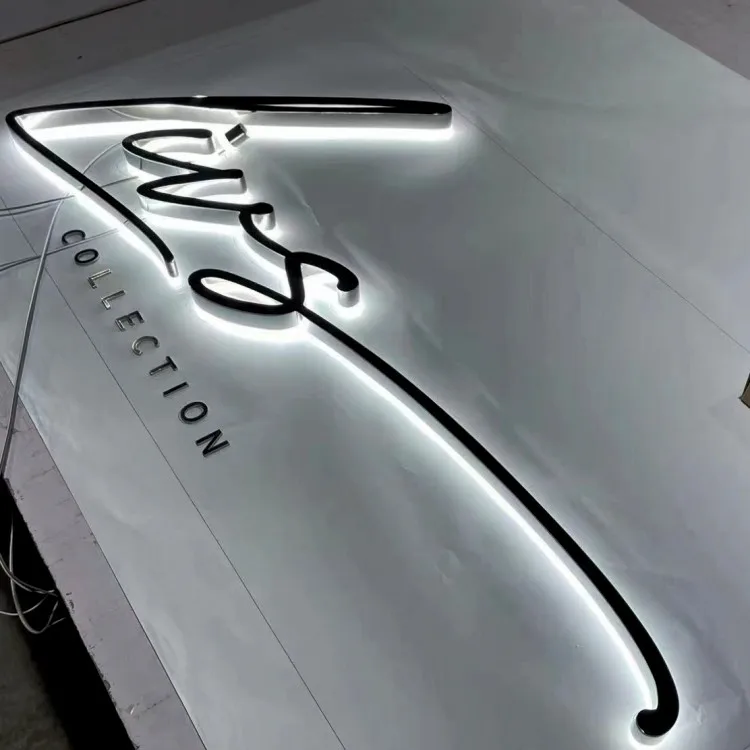 wall logo led channel letter sign indoor shop company office back light sign custom signs for business