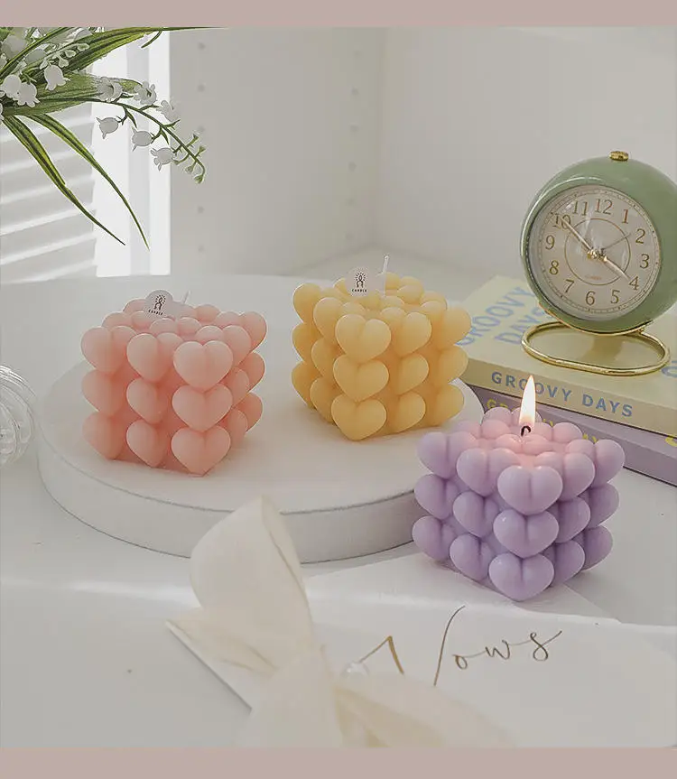 TS 2023 Ins Home Decor Round Magic 3D Cube Stock Aromatherapy Soy Wax Fragrance Scented Candles