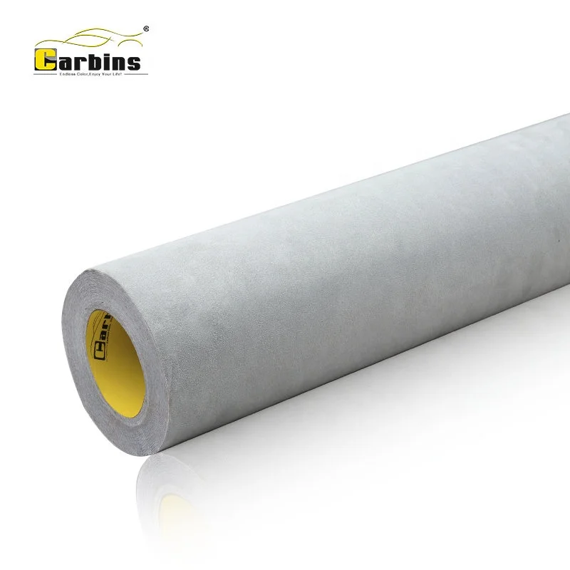 Carbins Car Wrap Silver Alcantara Fabric Self Adhesive Alcantara Wrap For Car Interior Suede Fabric Alcantara Wrap Sticker Foil