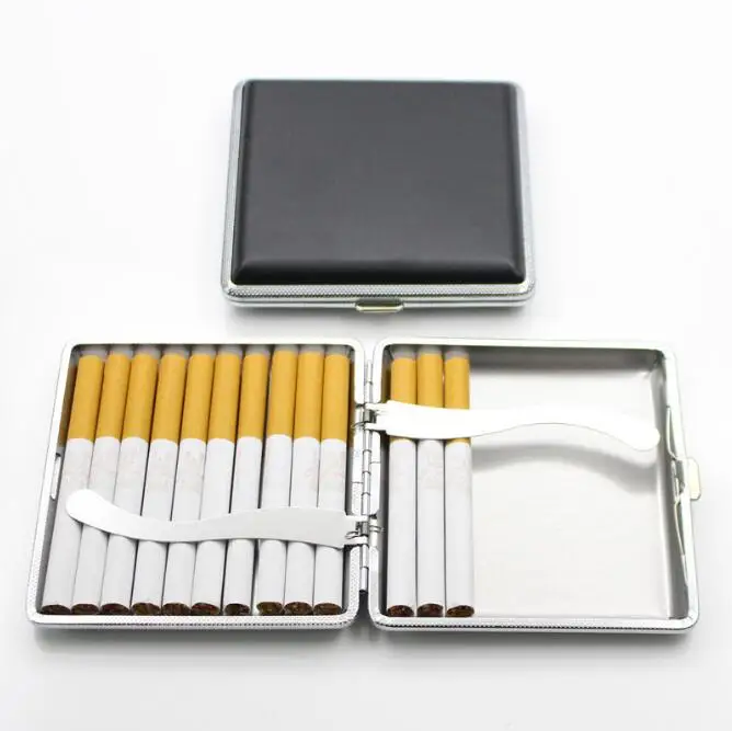 Portable Sand Black Metal Cigarette Case Box Holder for 20 Regular Cigarettes