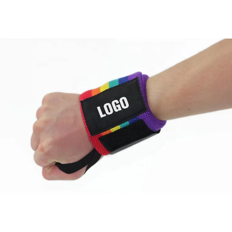 Hot Selling Custom Logo Rainbow Cotton Wrist Wraps Fitness