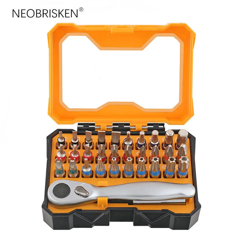 NEOBRISKEN Multifunctional ratchet screwdriver set Strong magnetic chromium-vanadium steel bit set Triangle screwdriver set