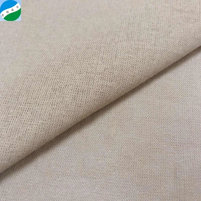 Hot selling stock lot fabric wholesale woven cotton linen blended plain dyed stock fabric