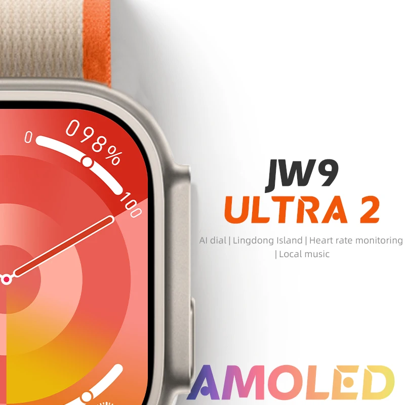 49Mm reloj JW9 Ultra 2 Smart Watch AMOLED Smartwatch BT Call Heart Rate Ultra 2 Watch PK HK9 Hello 3+ Serie 9 Mens Style Watches