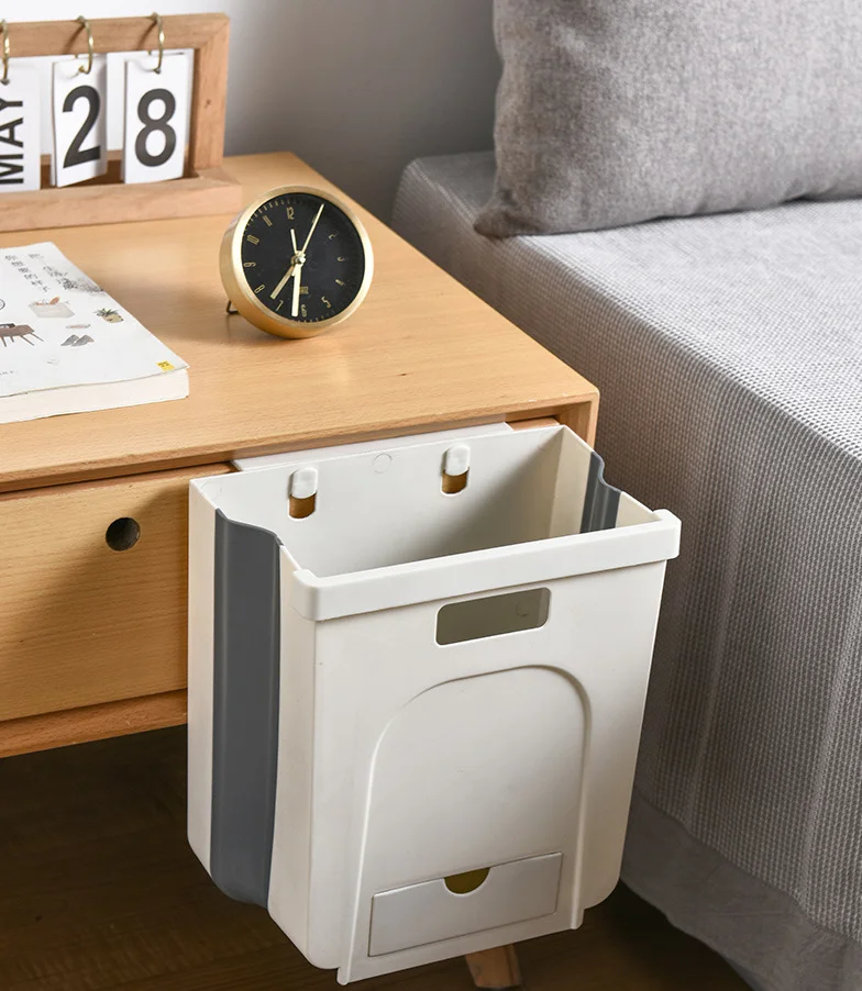 Household Kitchen Waste Cabinets Hang Folding Trash Can For Storage