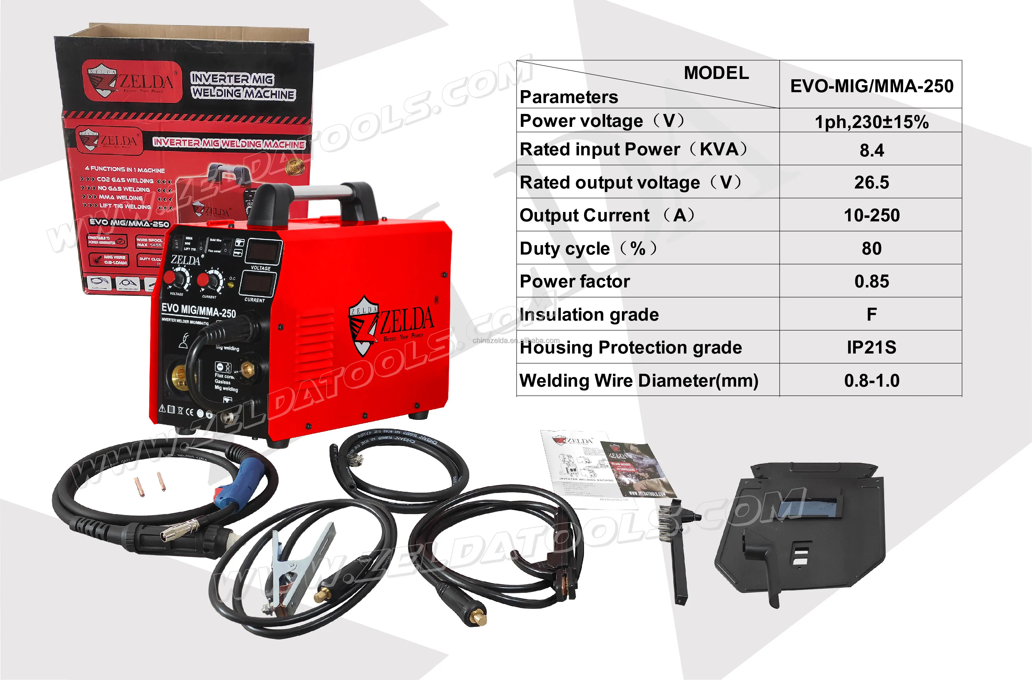 mig-250 igbt inverter co2 mig mag welding machine of 220v inverter tig mig mma welding machine