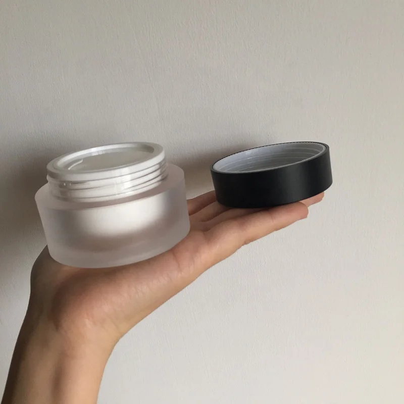 cosmetic packing 50ml 60ml matte frosted cream jar matte black 2oz acrylic double wall plastic jar for skin care