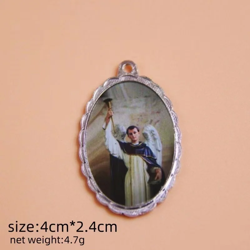 Oval Mix Saint Charms St Virgin Mary Charms Religion Metal Medal Pendant for Rosary Bracelet Making