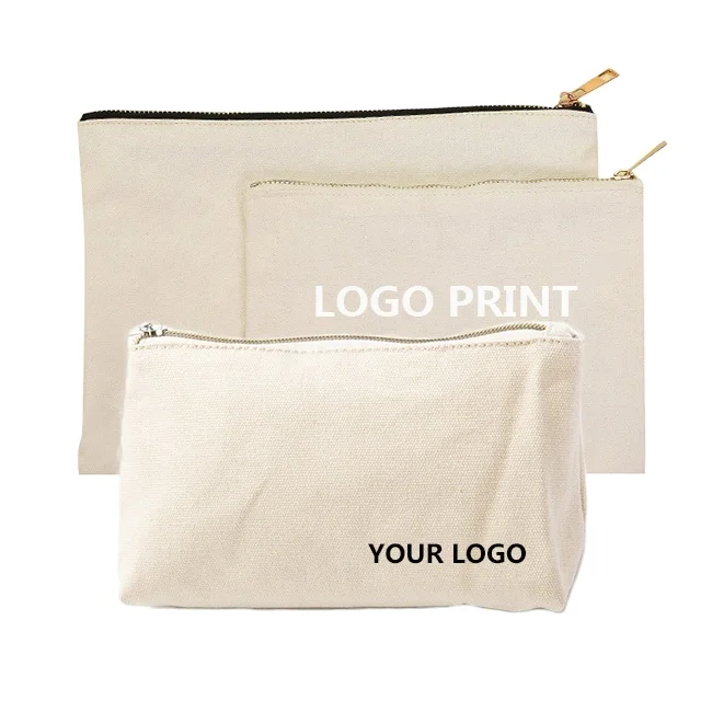 custom logo print school kids gift student large fabric cloth cotton pencil pouch bag big capacity zipper canvas pencil case
