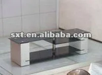 Красивый черный закаленное стекло и МДФ ноги длинные ТВ Стенд