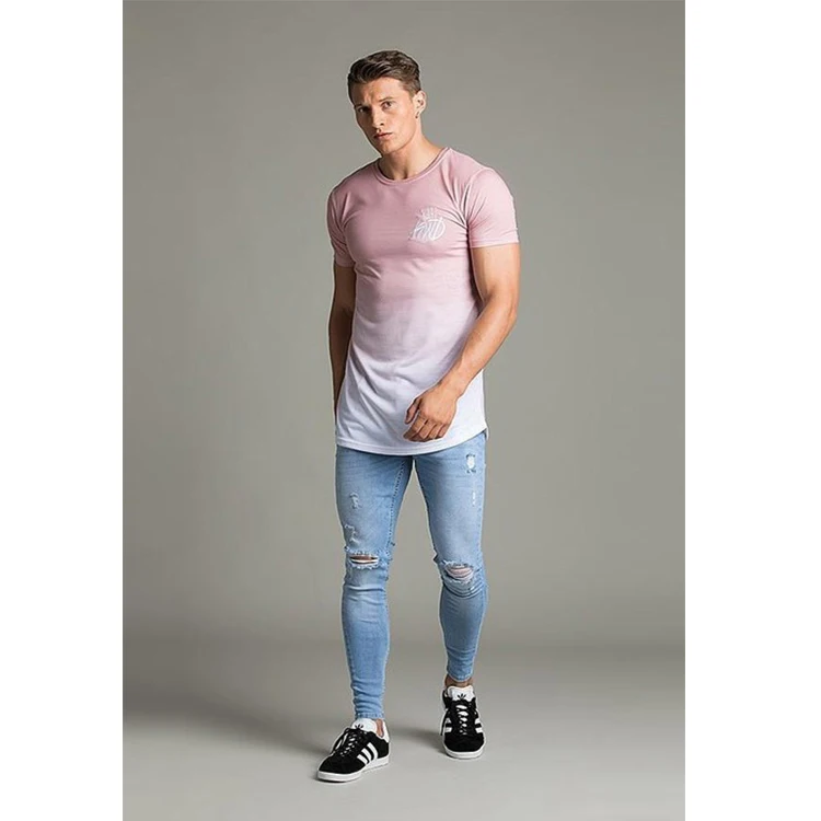 
High Quality Fashion Men Ripped Distress Super Skinny Stretch Black Slim Fit Male Plain Jeans 