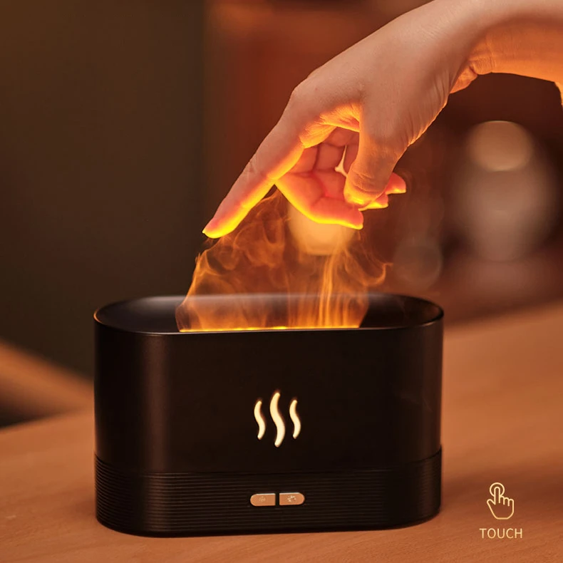 Dropshipping Ultrasonic Air Humidifier Purifier Usb Flame Aroma Diffuser Use Home Fire Light Flame Humidifier
