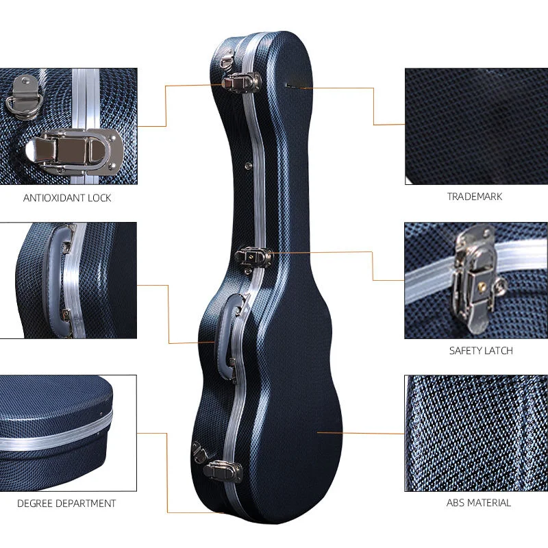 Factory Custom Abs Guitar Cases Wholesale Grey 7mm Long Plush Electrical Guitar Hard Case ukulele ABS CASE