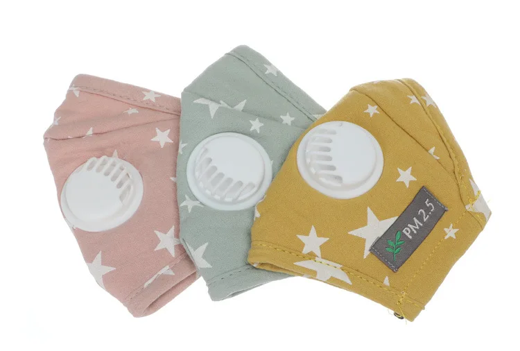 
Fast delivery kids cotton cartoon design maskes with filter valve washable reusable maskes PM2.5 outdoor fashion facemask 