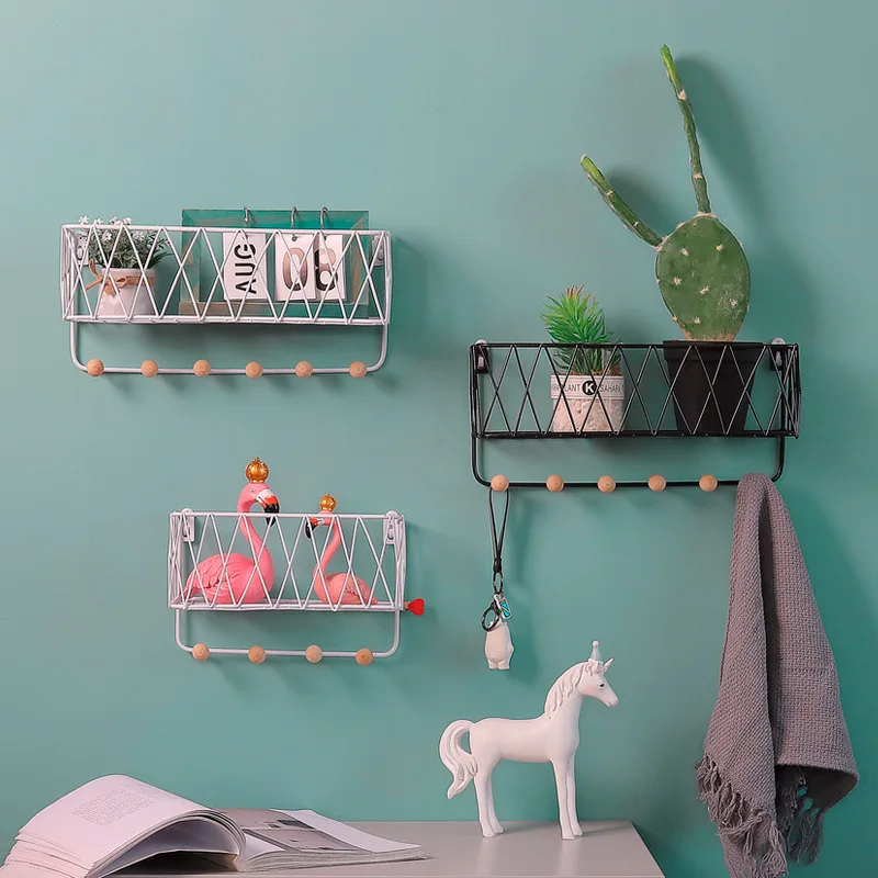 Nordic Simple Home Decorator Wall Shelf Metal Storage Wall Mount Bathroom Shelves
