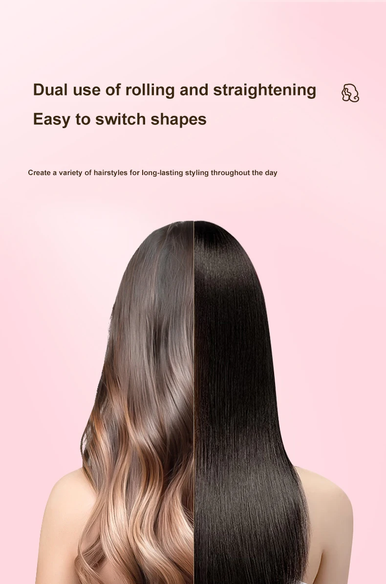 2 In 1 Private Label Portable Ceramic Flat Iron Cordless Hair Straightener Clips Mini Curly