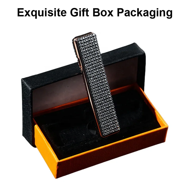 Перезаряжаемый нагревательный провод для сигарет Encendedors электронная Роскошная ветрозащитная USB-зажигалка со стразами