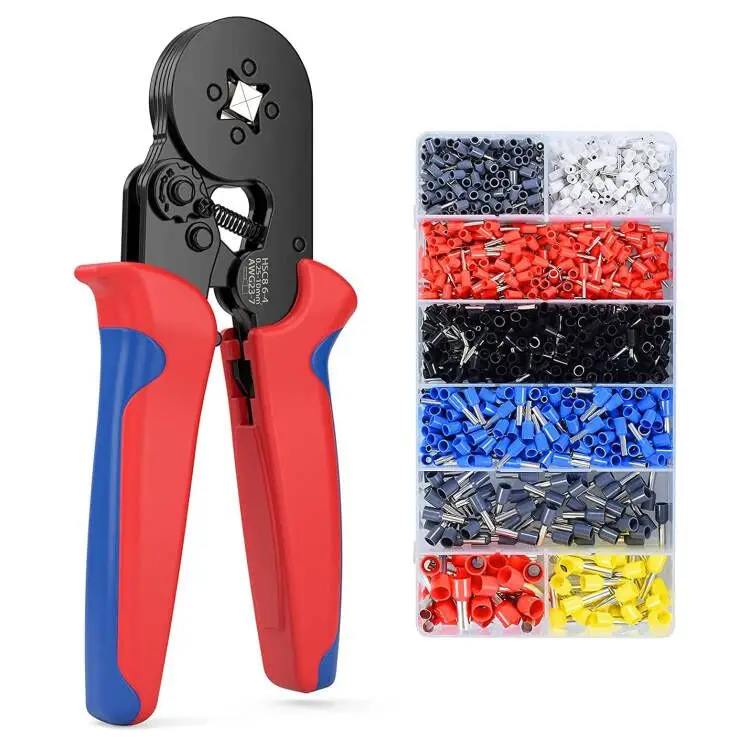 AWG 23-7 Self-adjustable Ratchet Wire Crimping Tools Kit Crimper Plier with 1200PCS Wire Terminals Ferrule Crimping Connectors