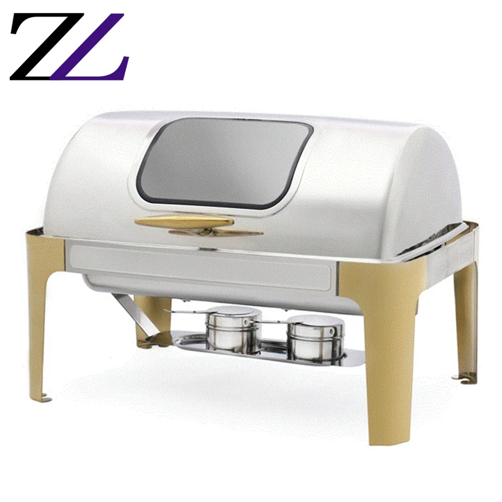 9 Litres rectangular cateringsetup restaurant catering brass buffet utensils price roll top chafing dish buffet